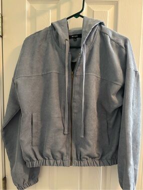 MINE  Light Blue Corduroy Zip-Up Hoodie Jacket